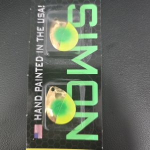 Simon 3.5 Colorado Hex Spinner Blades 2-Pack Chartreuse/Gold with Green Dot