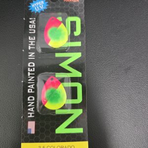 Simon 3.5 Colorado Hex Spinner Blades 2-Pack Chartreuse/Pink with Green Dot